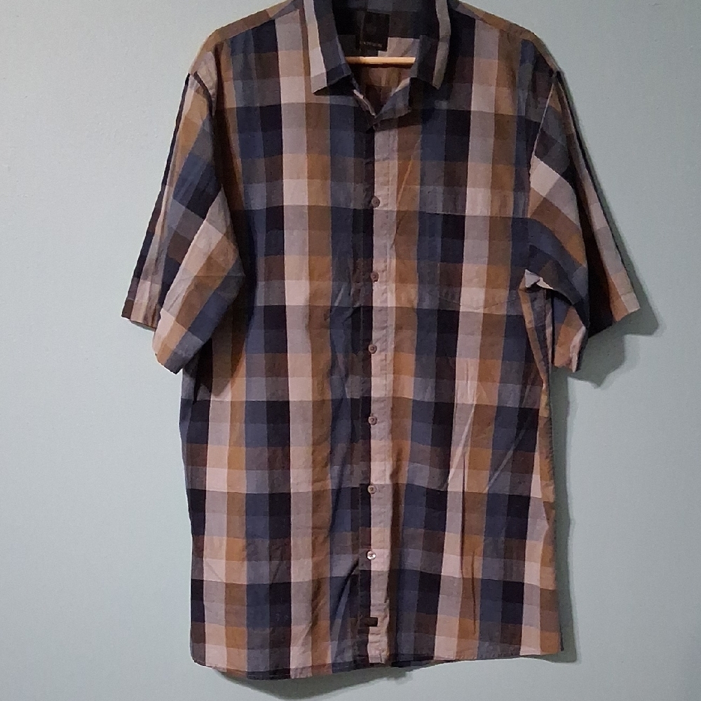 SUN SALE  F/X FUSION Men's XLT Dress ShirtMulticolored Check, Short Sleeve